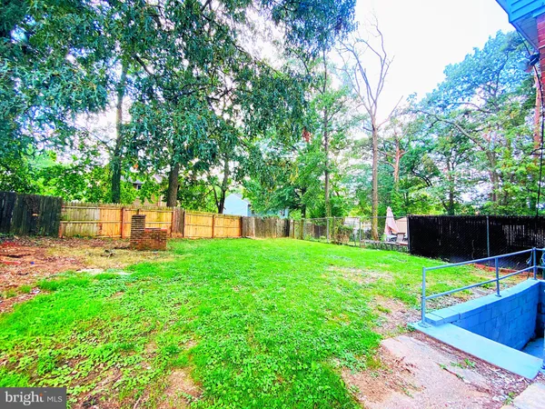 a view of a backyard with a garden and trees