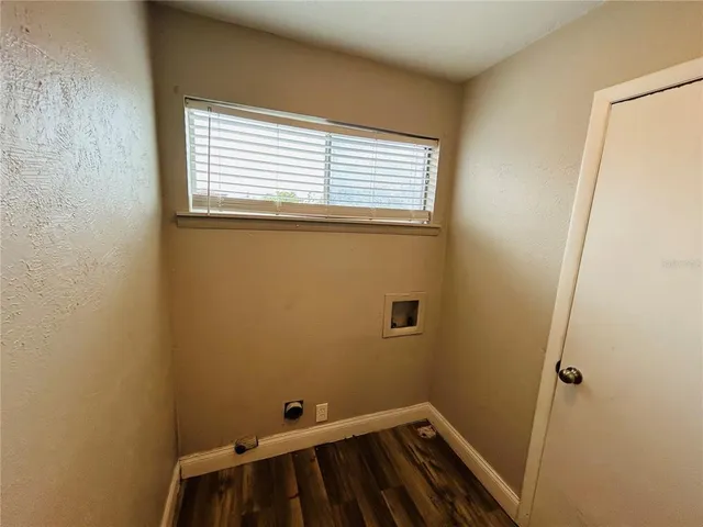 a view of a small space with a window