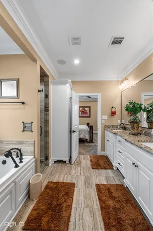 a large kitchen with a large window