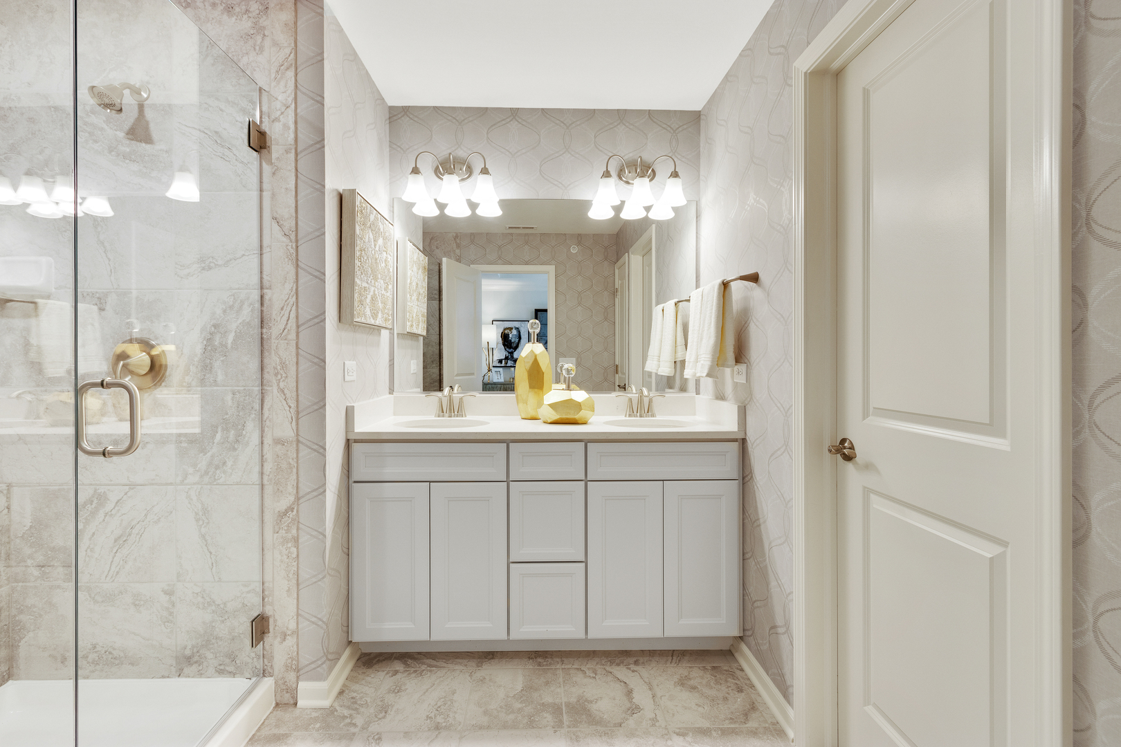 1654 BENTZ Way Batavia, IL 60510 - Photo 24 of 27 a bathroom with a mirror sink vanity granite and shower