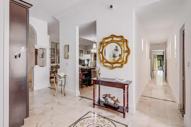 a view of a hallway with elevator