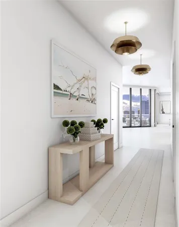 a living room with stainless steel appliances kitchen island granite countertop furniture and a large window