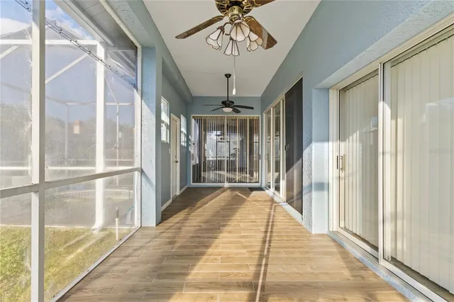 a view of a room with a chandelier
