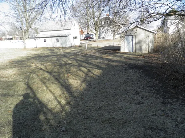 a view of yard with large trees