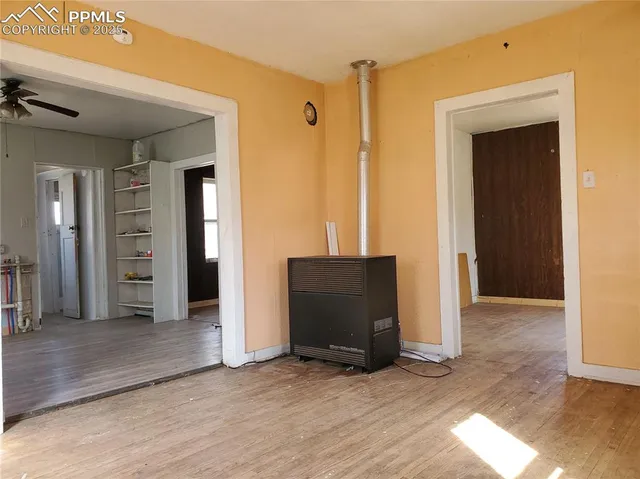 wooden floor and windows in a room