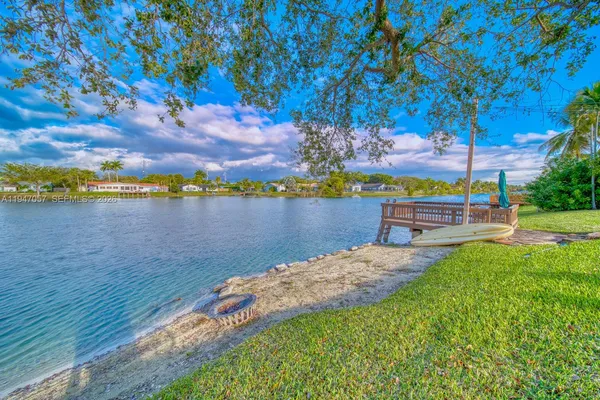 a view of lake with outdoor space