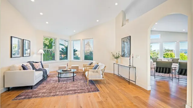 a view of a dining room and livingroom view