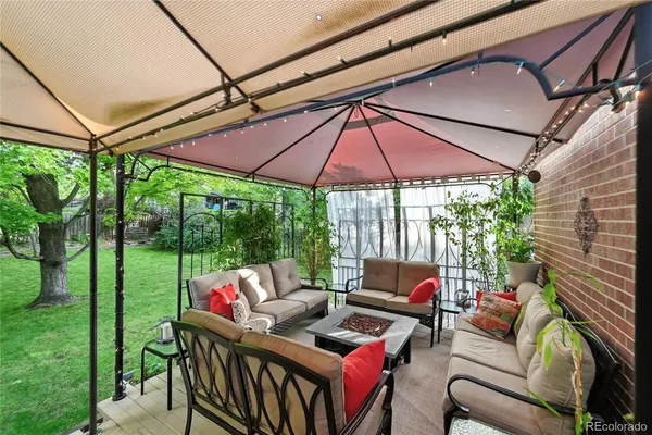 a outdoor view with a sitting space