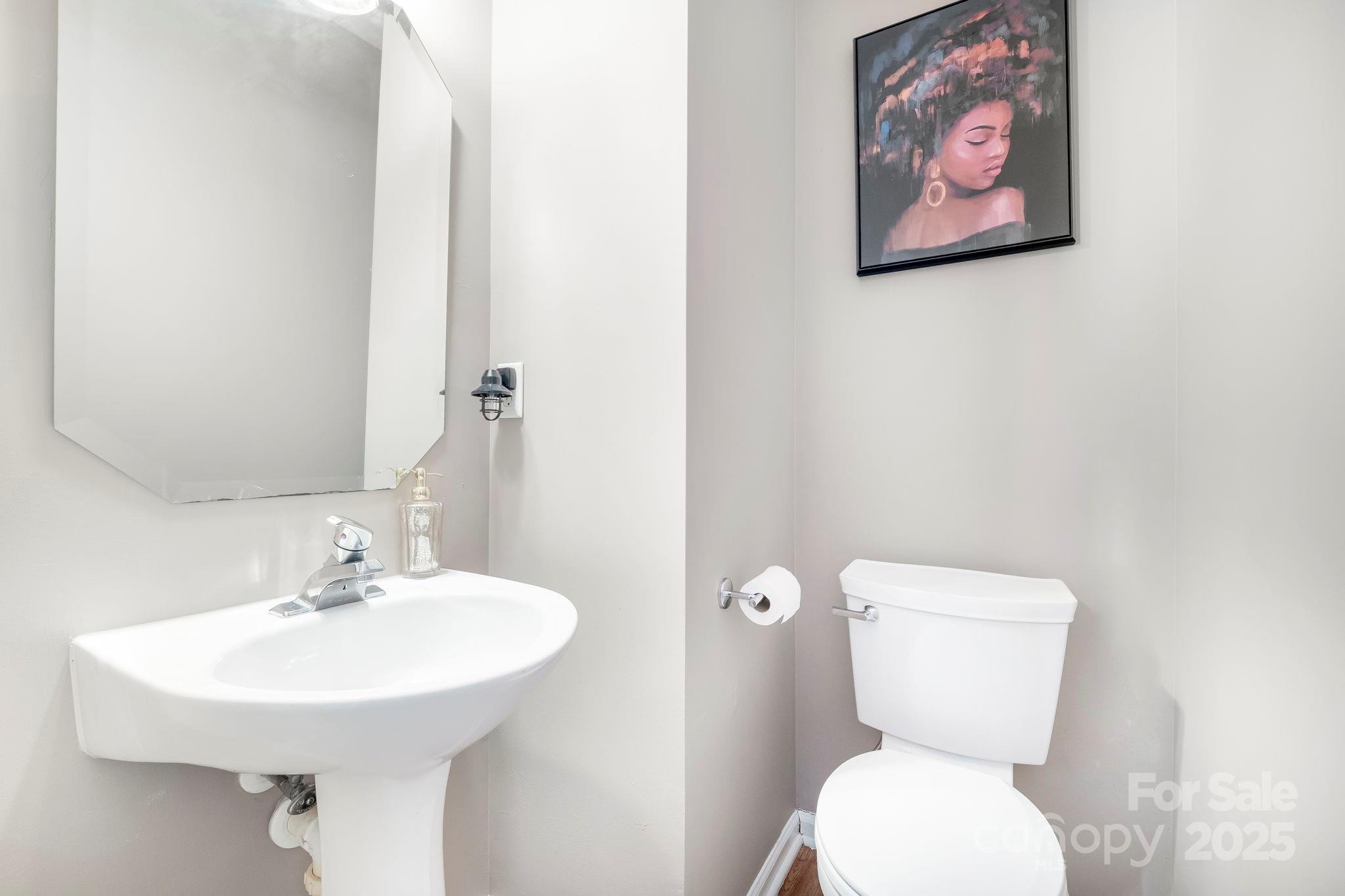 9919 Treeside Lane Matthews, NC 28105 - Photo 12 of 16 a bathroom with a toilet a sink and mirror