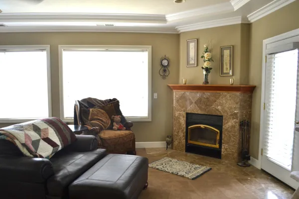 an aerial view of a house