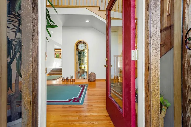 a view of an entryway with a lake view
