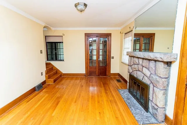 a view of balcony with stairs