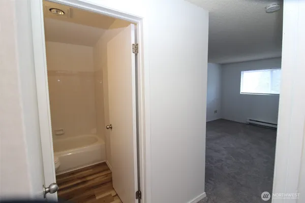 an empty room with a window