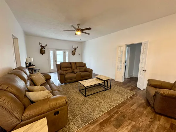 a living room with furniture