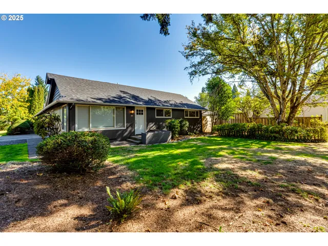 a view of a house with a backyard