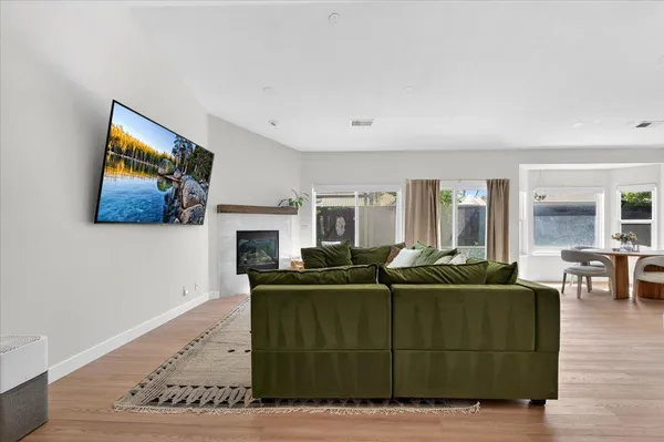 a table and chairs in a room