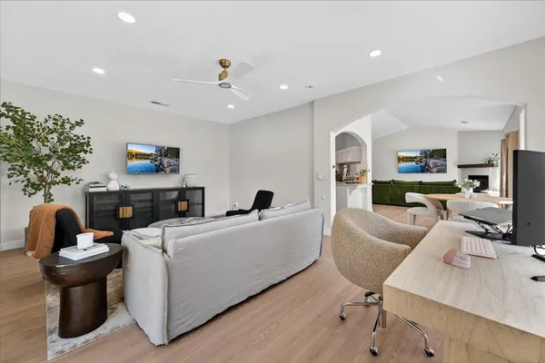 a bathroom with a sink a vanity and a mirror