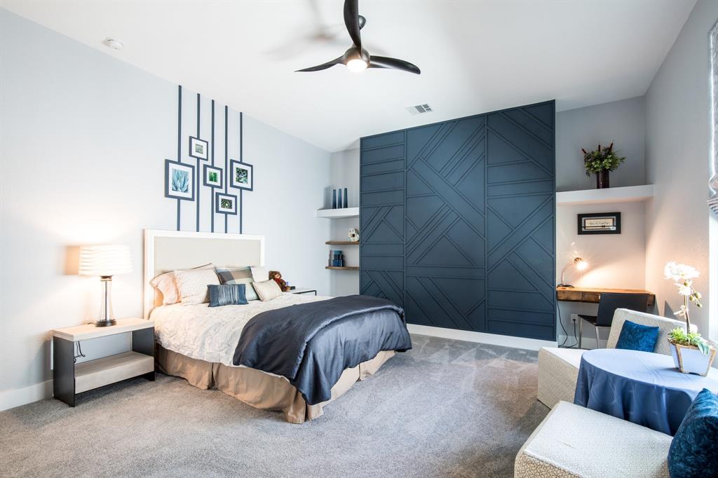 2093 Holt Way Grapevine, TX 76051 - Photo 24 of 40 a bedroom with a bed couches and a chandelier