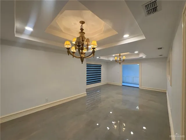 a view of a chandelier in a room