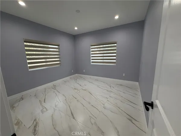 a view of a room with a window