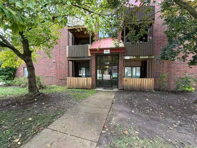 a view of a house with a small yard and a large tree