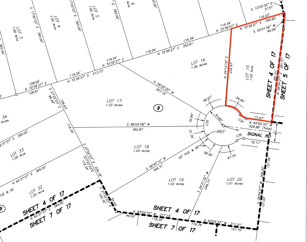 122 Signal Road Willis, TX 77378 - Photo 4 of 8 Zoomed-in plat map of Lot 15, showcasing its dimensions, positioning on the cul-de-sac, and relation to neighboring lots. A great reference for planning your future home’s layout!
