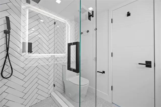 a bathroom with a shower
