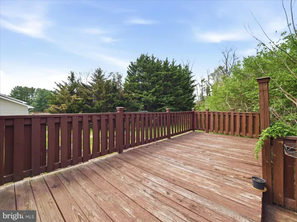a terrace with trees in the background