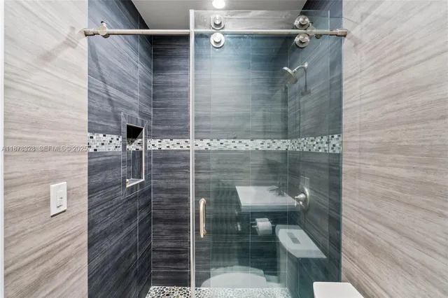 a bathroom with a shower