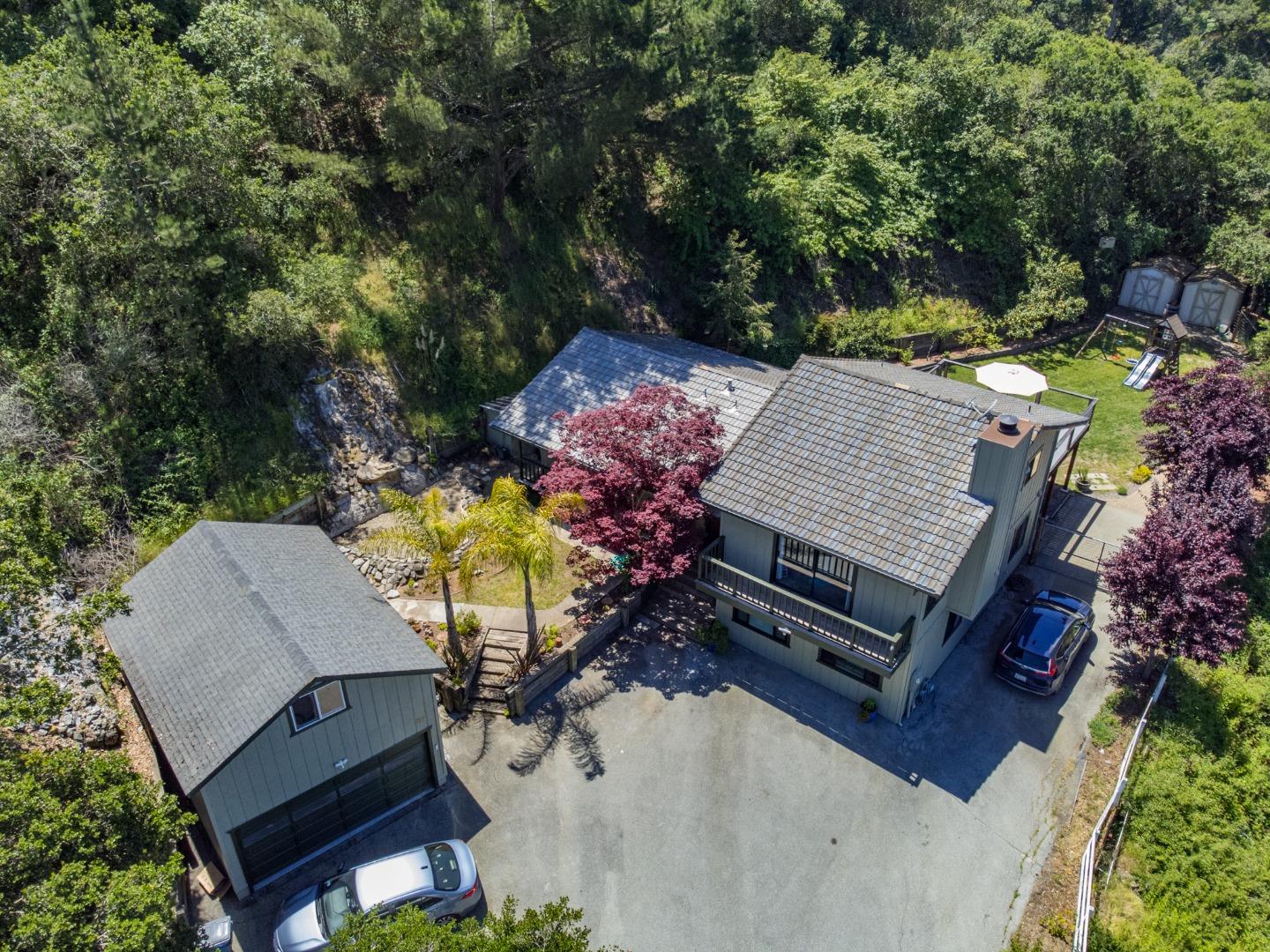 577 Carr Avenue Aromas, CA 95004 - Photo 34 of 37 an aerial view of a house with yard and outdoor seating