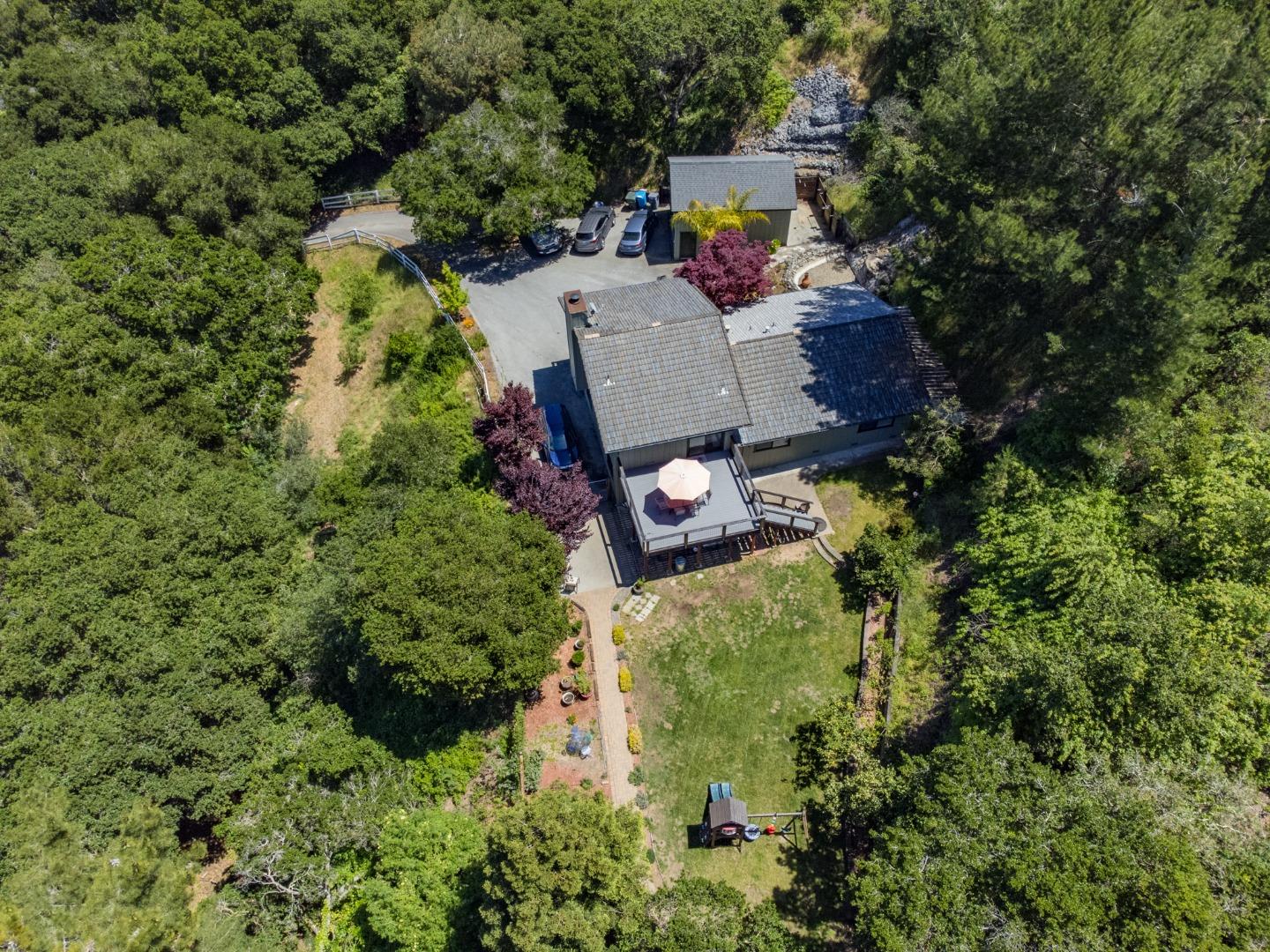577 Carr Avenue Aromas, CA 95004 - Photo 36 of 37 an aerial view of a house with a yard and lake view