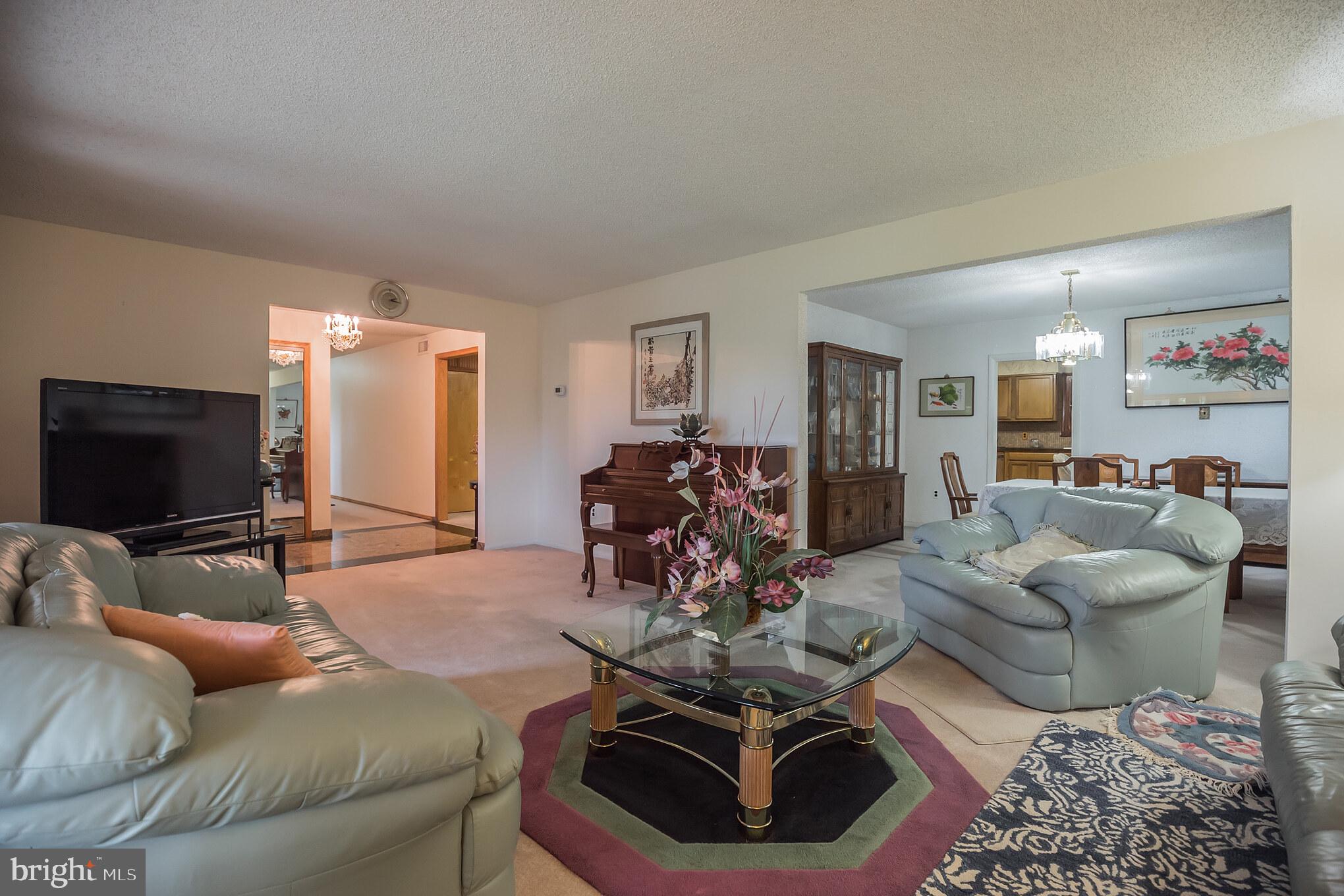 View from living room into open floor plan