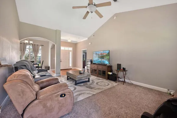 a living room with furniture