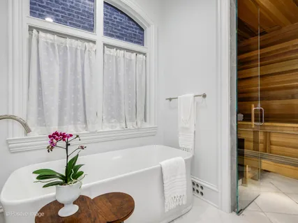 a bathroom with a tub