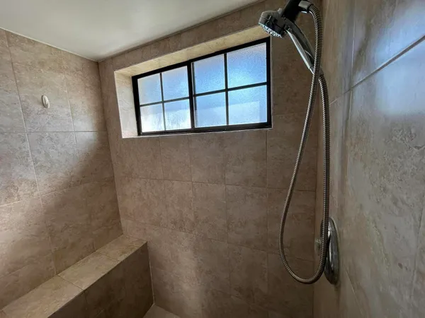 a bathroom with a shower