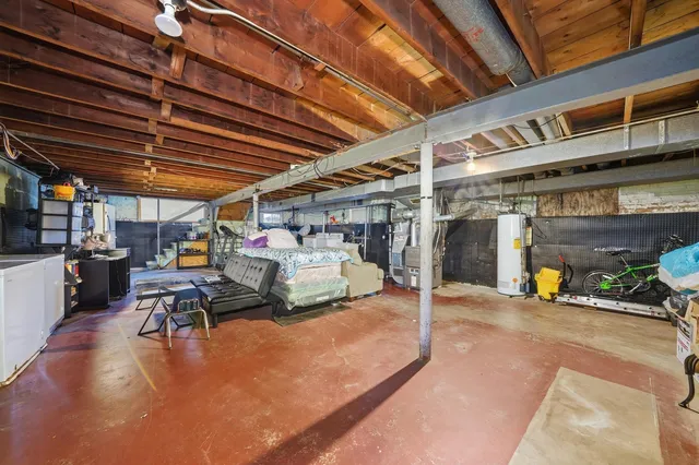 a view of a garage with chairs
