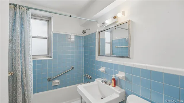 a bathroom with a sink mirror and toilet