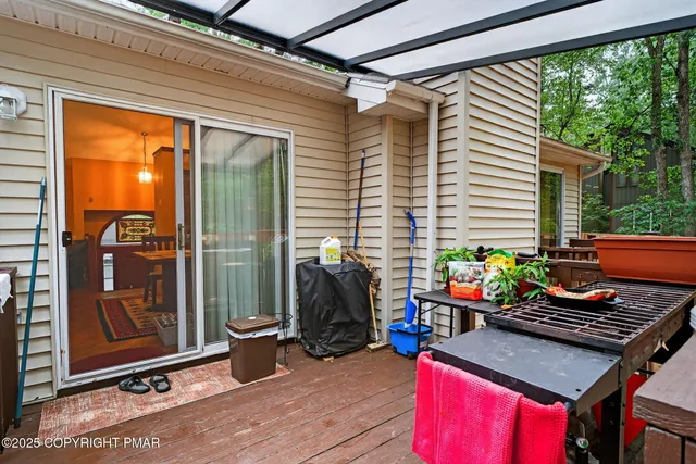a backyard of a house with seating space
