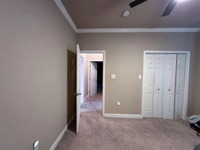an empty room with closet