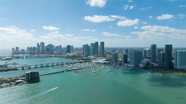 a view of a city with tall buildings