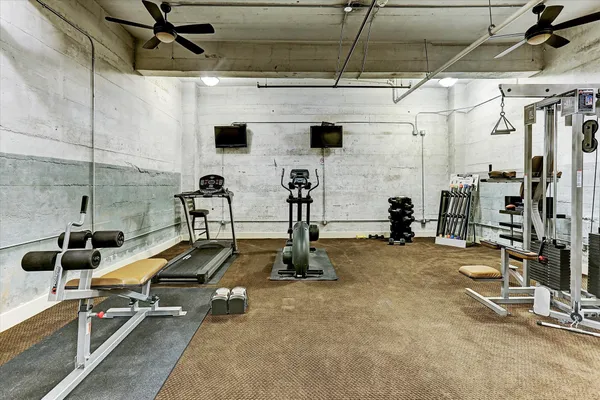 a view of a room with gym equipment