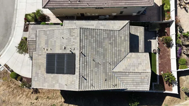 an aerial view of a house