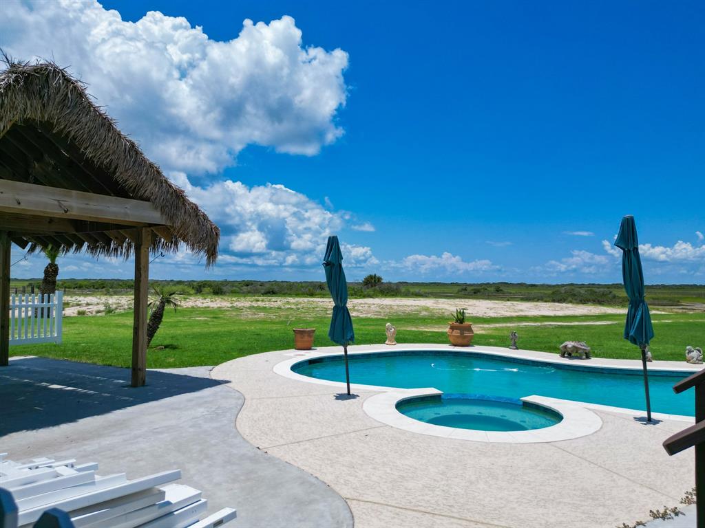 904 Polk Avenue Port O'Connor, TX 77982 - Photo 30 of 40 a view of a garden with a swimming pool