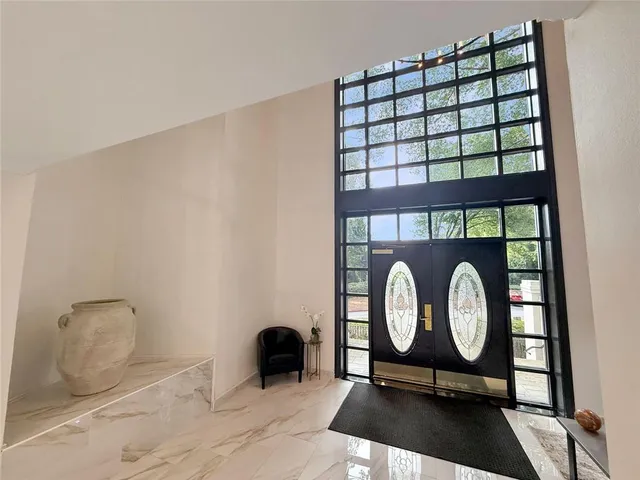 a view of a bench in a room