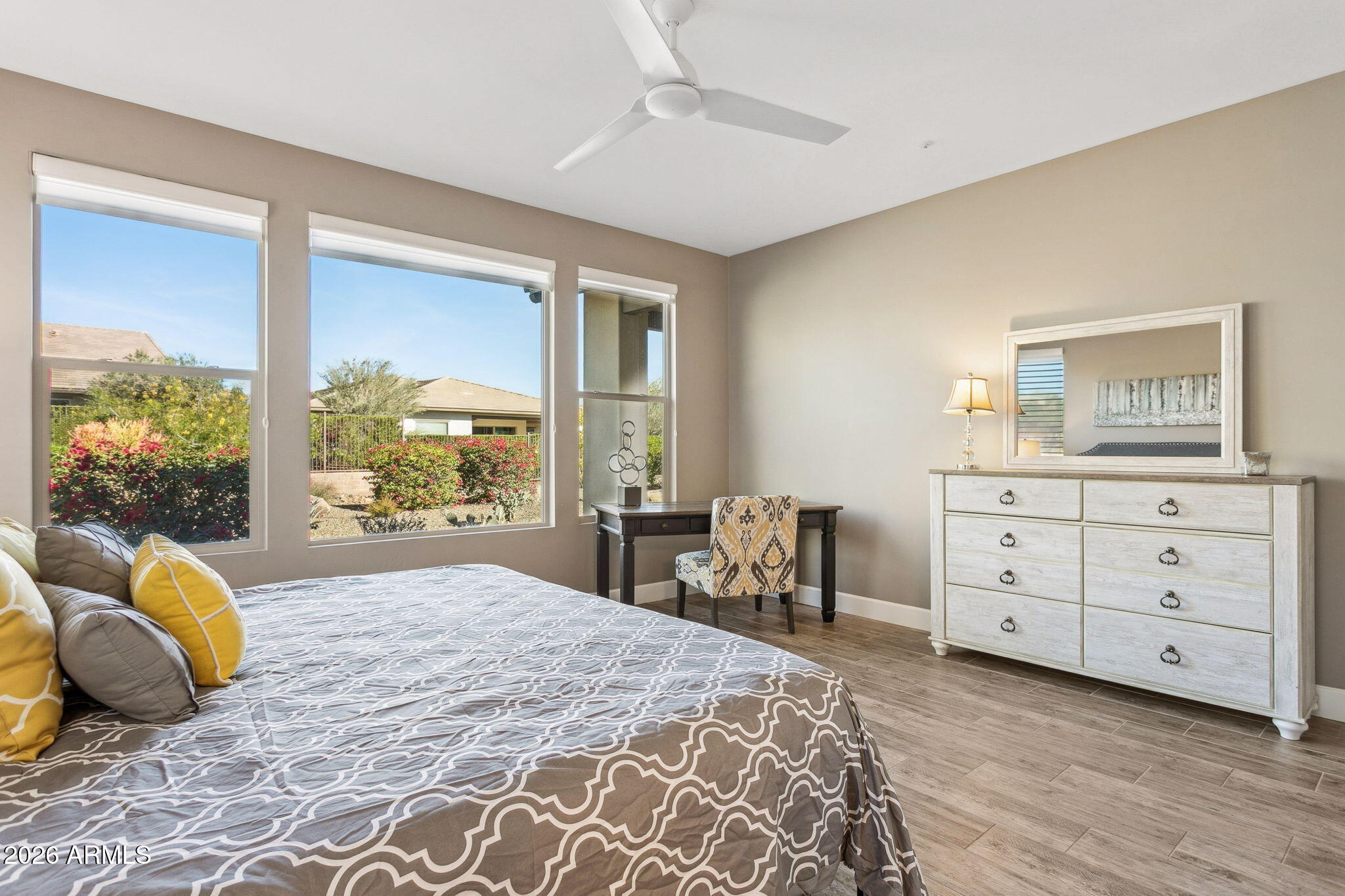 17660 East Fort Verde Road Rio Verde, AZ 85263 - Photo 22 of 56 a bedroom with a bed and large windows