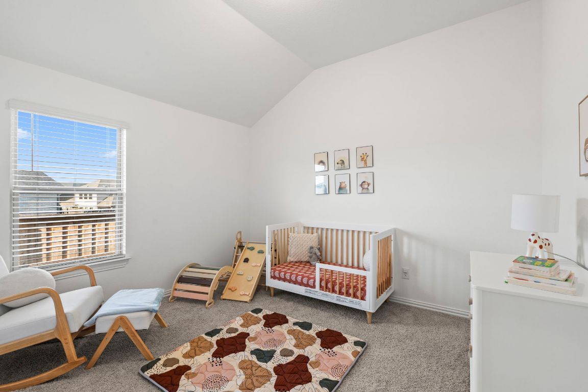 463 Oleander Loop Buda, TX 78610 - Photo 23 of 34 Bedroom with lofted ceiling and carpet flooring