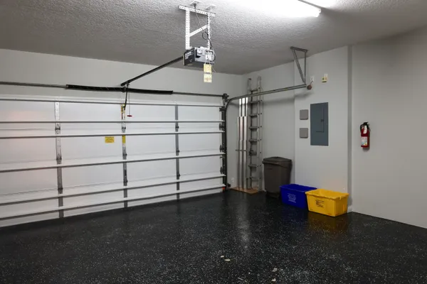 a view of a room with racks on the wall