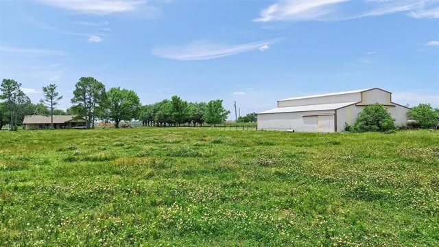 a view of an ocean and a building