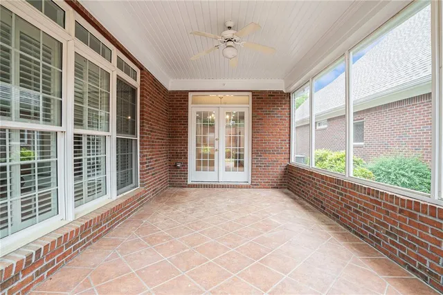 a view of the back yard from a balcony