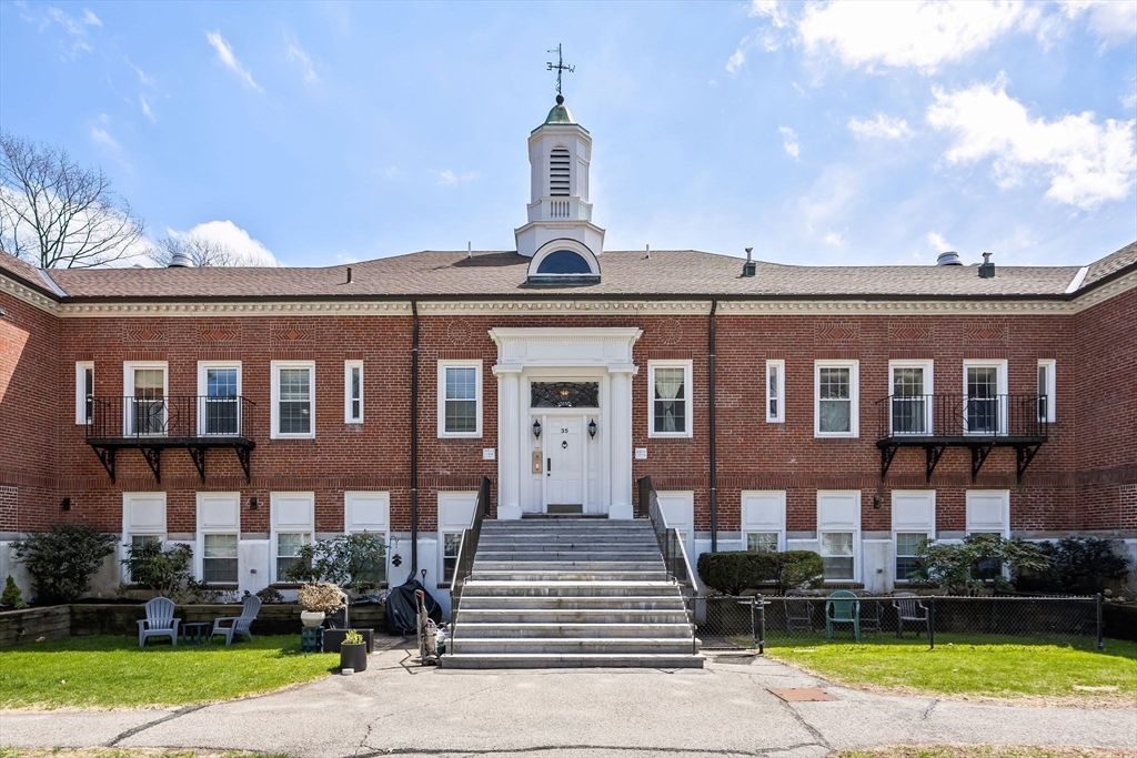 a front view of a building